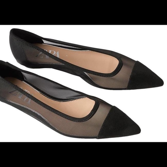ZARA Pointed Cap Toe Ballet Flats ~Size 7-7.5 - Picture 6 of 8
